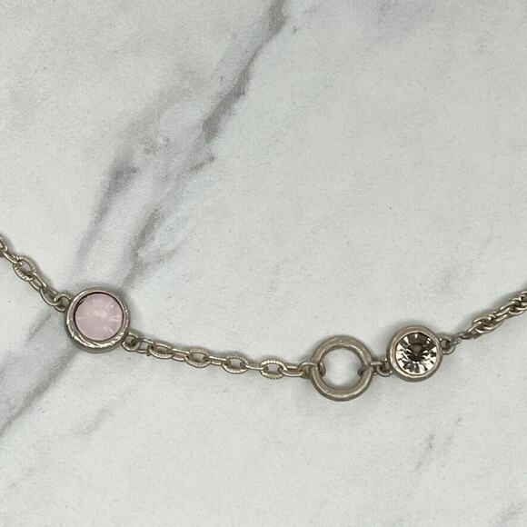 Chico's Rhinestone Station Silver Tone Chain Link Necklace - Picture 8 of 11